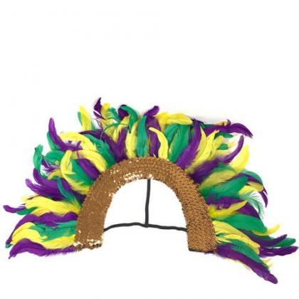 Mardi Gras Feather Grand Large Sequin Headband..