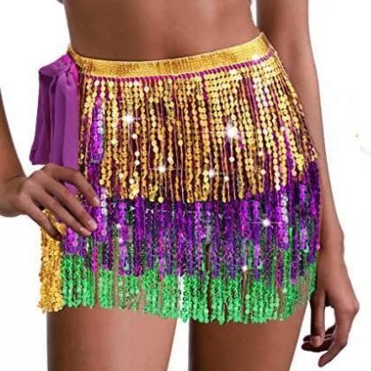Mardi Gras Sequin Sequins Wrap Skirt Splash Party/..