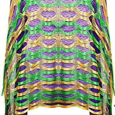 Mardi Gras Cut Out Poncho Purple Green Gold Shawl..