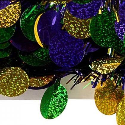 Mardi Gras 5ft, Collapsible Shiny Sequin Tinsel..
