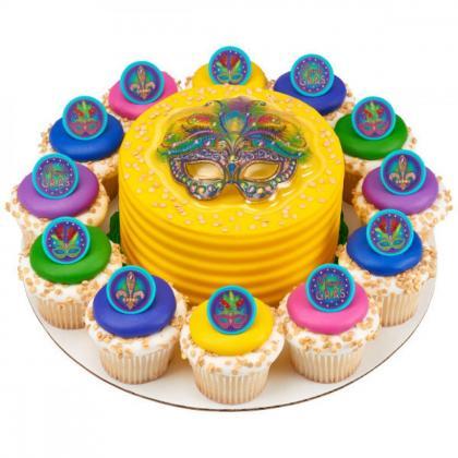 Mardi Gras Mask Pop Top Cake Toppers (6) King Cake..