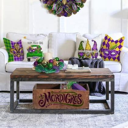 Mardi Gras Pillow Cover For Home Decorations Beads..