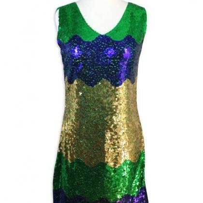 Mardi Gras Sequins Party Dress Sequin On Both..
