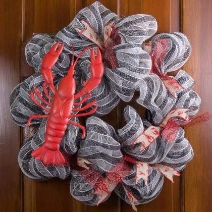 Crawfish Lobster Plush Wreath, Summer Party Decor,..