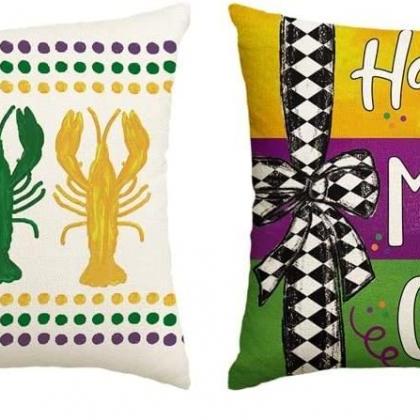 Mardi Gras Pillow Set Crawfish Home Harlequin..
