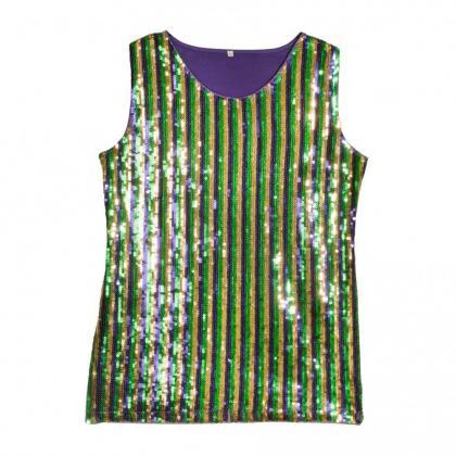 Mardi Gras Party Sequin Top Shirt Dress Size..