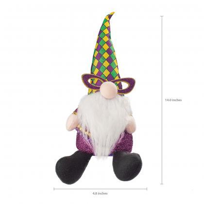 Mardi Gras Harlequin Plush Gnome Fleur De Lis..