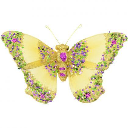 Mardi Gras Feather Butterfly On Clip (3) Purple..