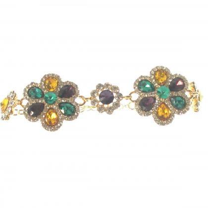 Mardi Gras Gems Flower Earrings Necklace Bracelet..