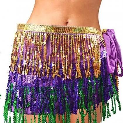 Mardi Gras Sequin Sequins Wrap Skirt Splash Party/..