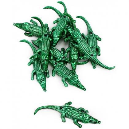 12 ( 1 Dozen) Plastic Alligators Metallic Green..
