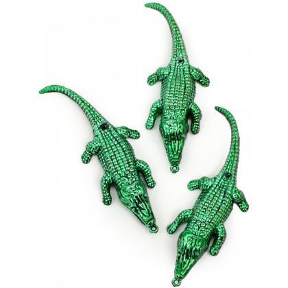 12 ( 1 Dozen) Plastic Alligators Metallic Green..