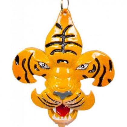 Tiger Fleur De Lis Ornament Gift Box Christmas..