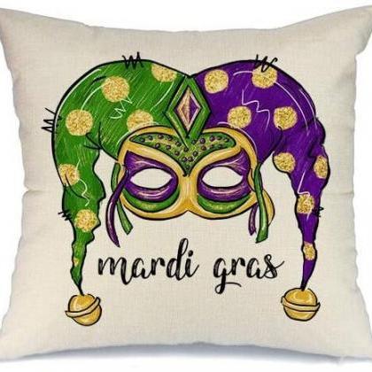 Mardi Gras Pillow Cover For Home Decorations Beads..