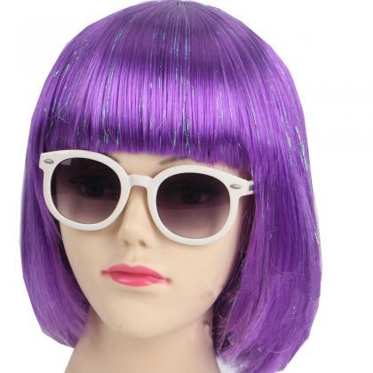 Mardi Gras Wig- Purple Short Bob Wig Women Girls..