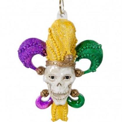 Skeleton Jester Holiday Ornament Fleur-de-lis..