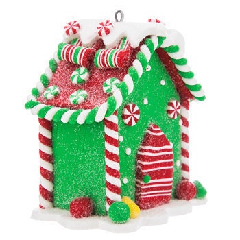 Candy And Pastry Green Gingerbread House Christmas..