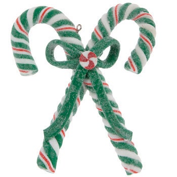 White Red Candy Canes Ornament Green, White Land..
