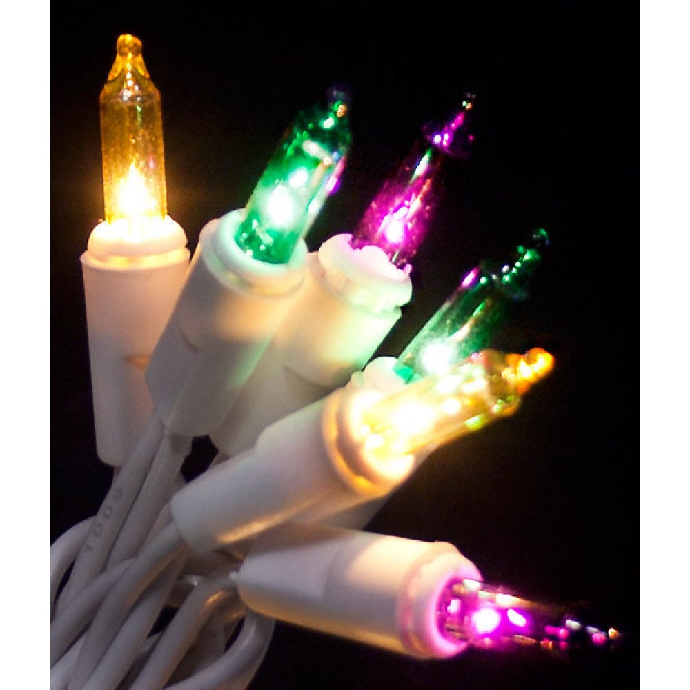 Mardi Gras Icicle Lights Ornament Home Decor Fat Tuesday White Wire Cord Indoor/outdoor Steady Burning!
