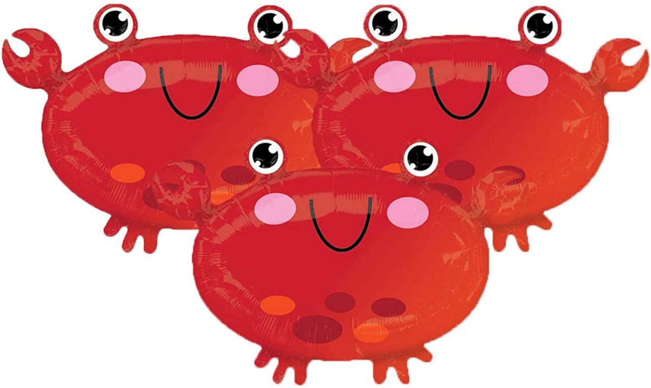Crab Crawfish Red Jumbo Foil 22" (set Of 3!) Balloons Lobster Seafood Boil Party Orleans Cajun Birthday