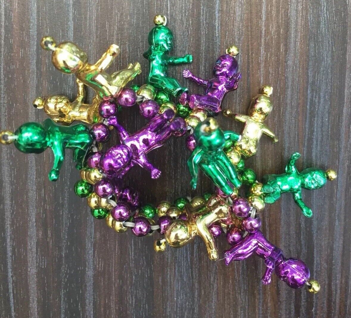 Mardi Gras Theme Charm King Cake Stretch Bracelet Orleans Parade Purple Green Gold