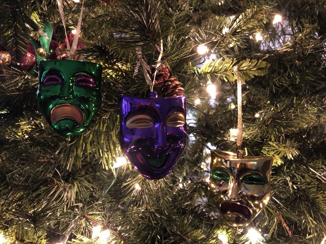 Mardi Gras Comedy Tragedy Masks Ornament (3) Holiday Tree Christmas Orleans