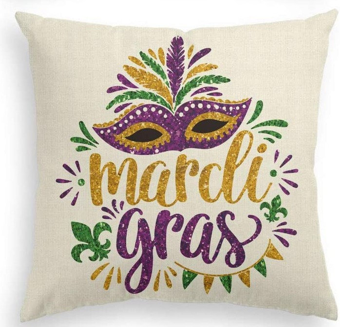 Mardi Gras Pillow Cover "this Girl Needs A Drink" For Home Decorations Beads Fleur De Lis Throw Pillows Decorative Fat Tuesday