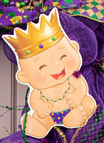 10" Waterproof Mardi Gras King Cake Baby Decorations Decor Wreath
