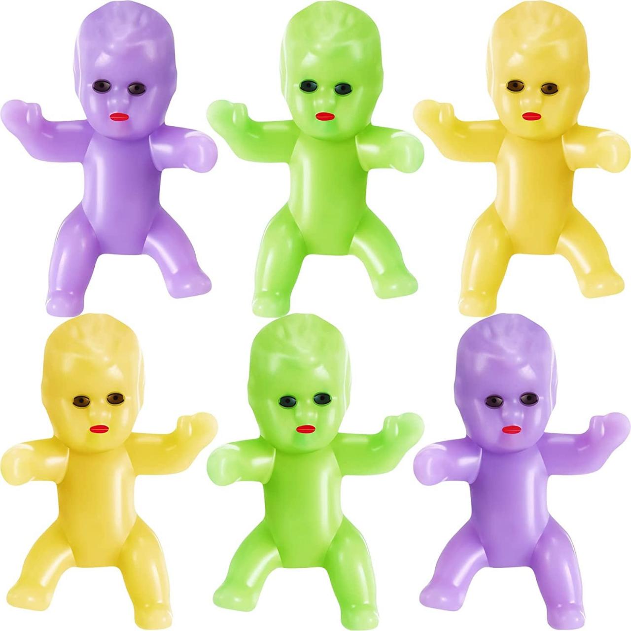 King Cake Babies In Purple Green And Yellow With Matte Finish. 1 Dozen Small King Cake Babies
