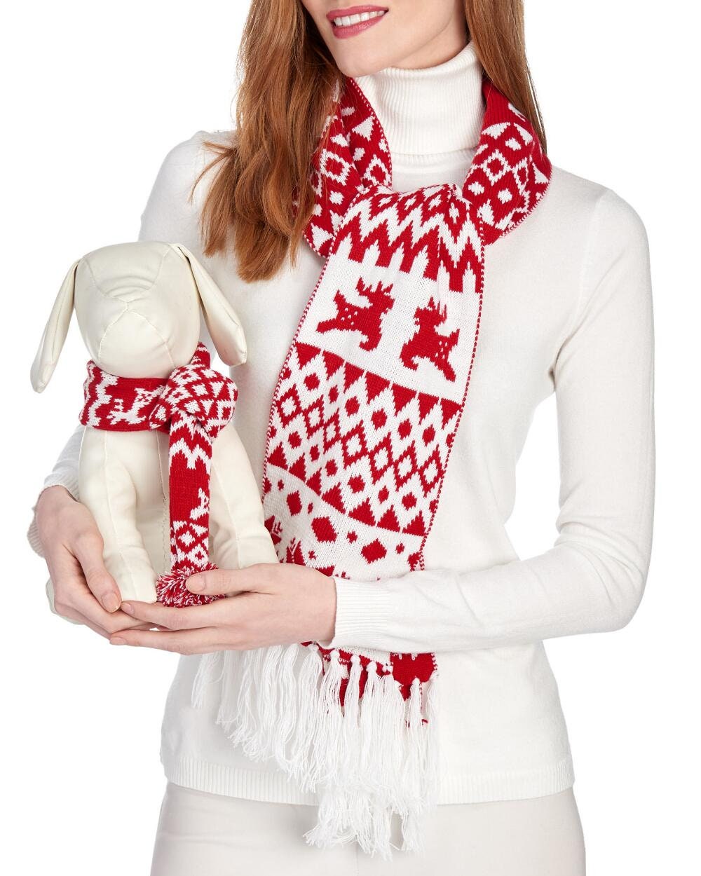 Holiday Christmas Unisex Knit Scarf Set Men Lady Child Boy Girl Dog Cat Pet