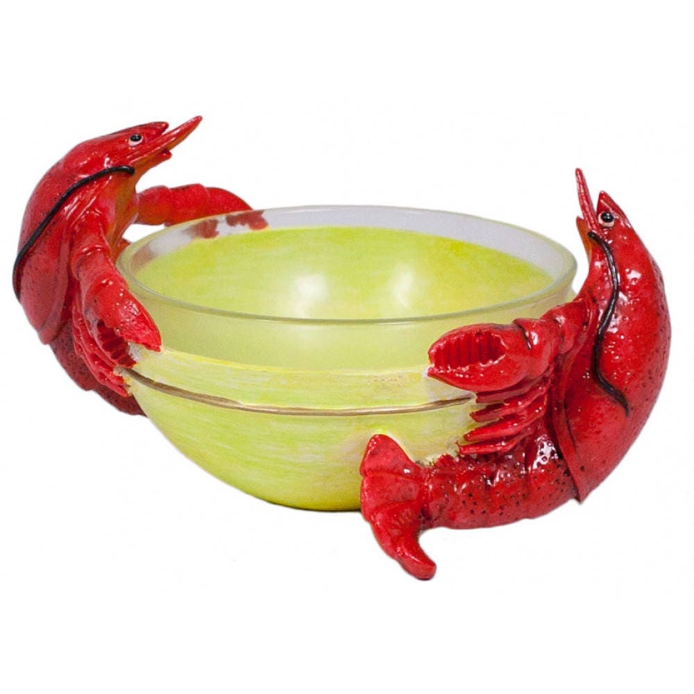 Set Of 2! Large Lobster Mardi Gras Crawfish Boil Bowl Centerpiece Cocktail Sauce Party Decor Decoration 6.5"