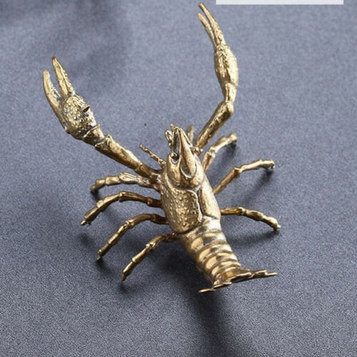 Brass Crayfish Boil Table Decoration Ornament Knife Holder: Realistic Lobster Mardi Gras Christmas Gift Holiday Cajun Orleans Decor