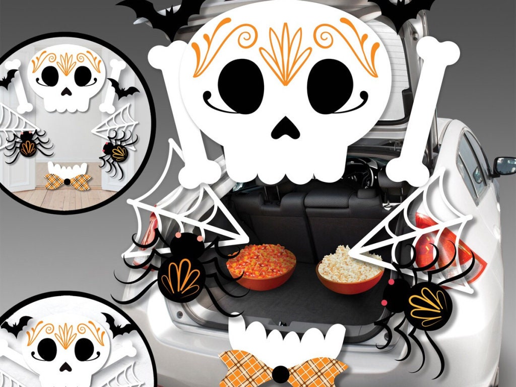 Haunted House Trunk Or Treat Skull Skeleton Décor Decorating Kit Halloween Fall Party Supply Car Or Truck