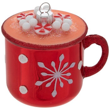Red Mug Of Chocolate Ornament Peppermints Cafe Au Lait Glass Coffee Christmas Holiday Ornament Beignets Orleans