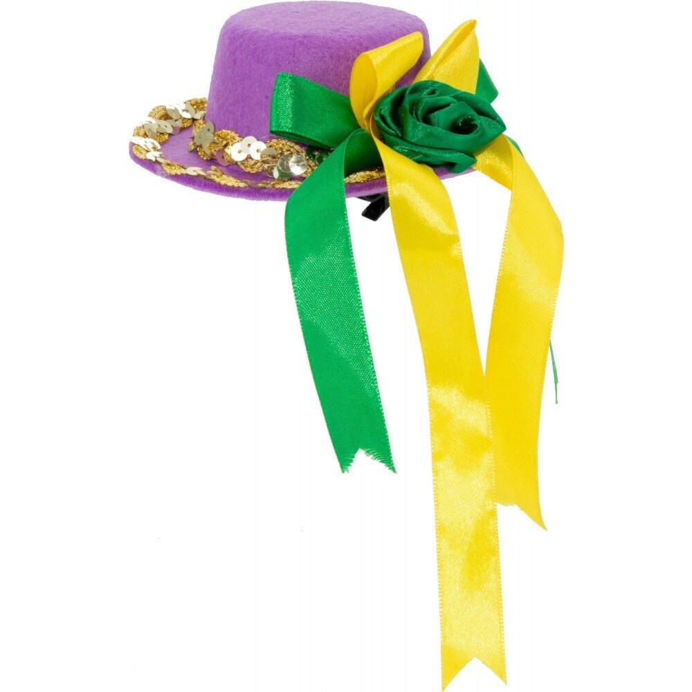 Mardi Gras Mini Top Hat Mini Mardi Gras Top Hat Hairclip Hair Clip Fascinator Costume Orleans Bourbon St Party Parade Wear Hat