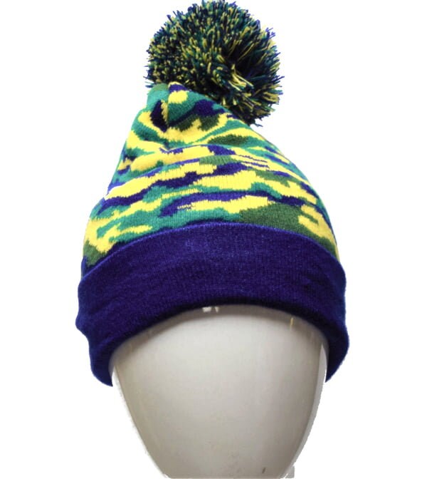 Unisex Camo Mardi Gras Skull Hats Knit Cap Winter Warm Cap Beanie Hat Purple Parade
