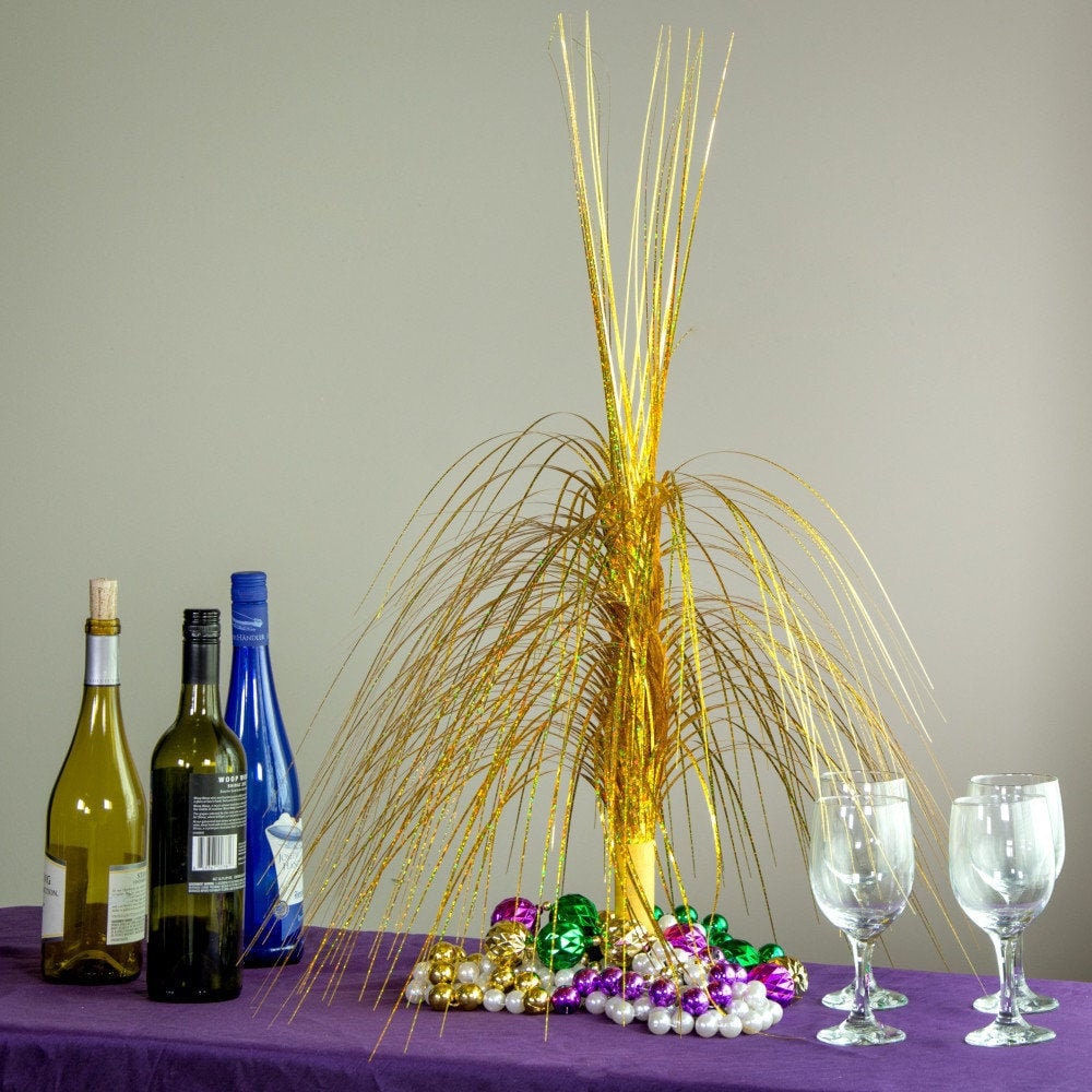 Mardi Gras 15" Large Glitter Fleur De Lis Centerpiece With Beads! Decoration Home Table Decor Orleans