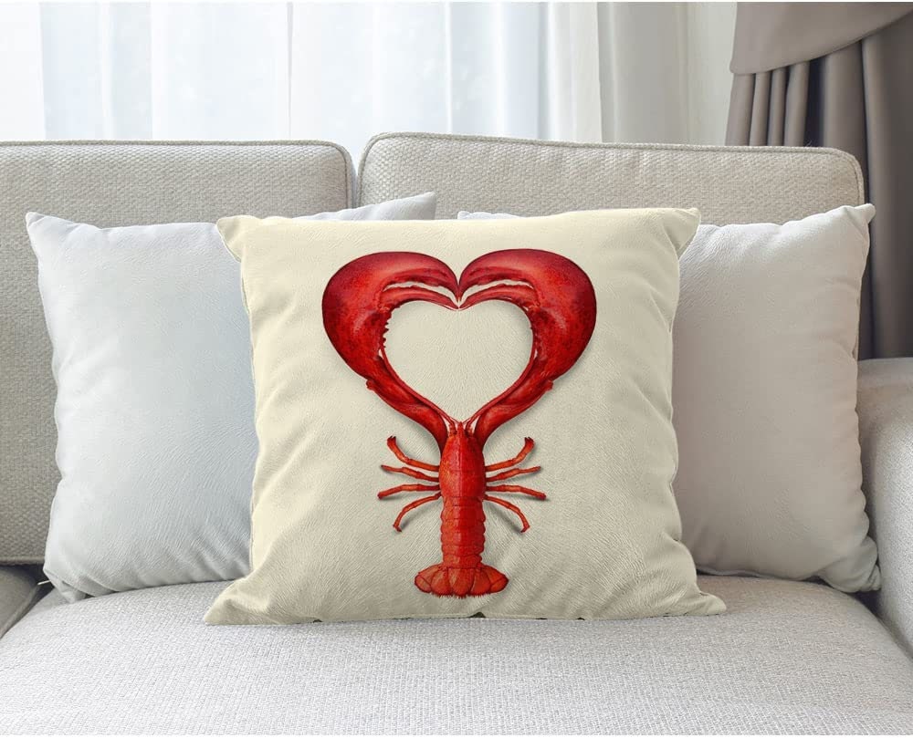 Crawfish Heart For Home Decorations Throw Pillow Cover Decorative Mardi Gras Crawfish Boil Seafood Party Valentine's Day