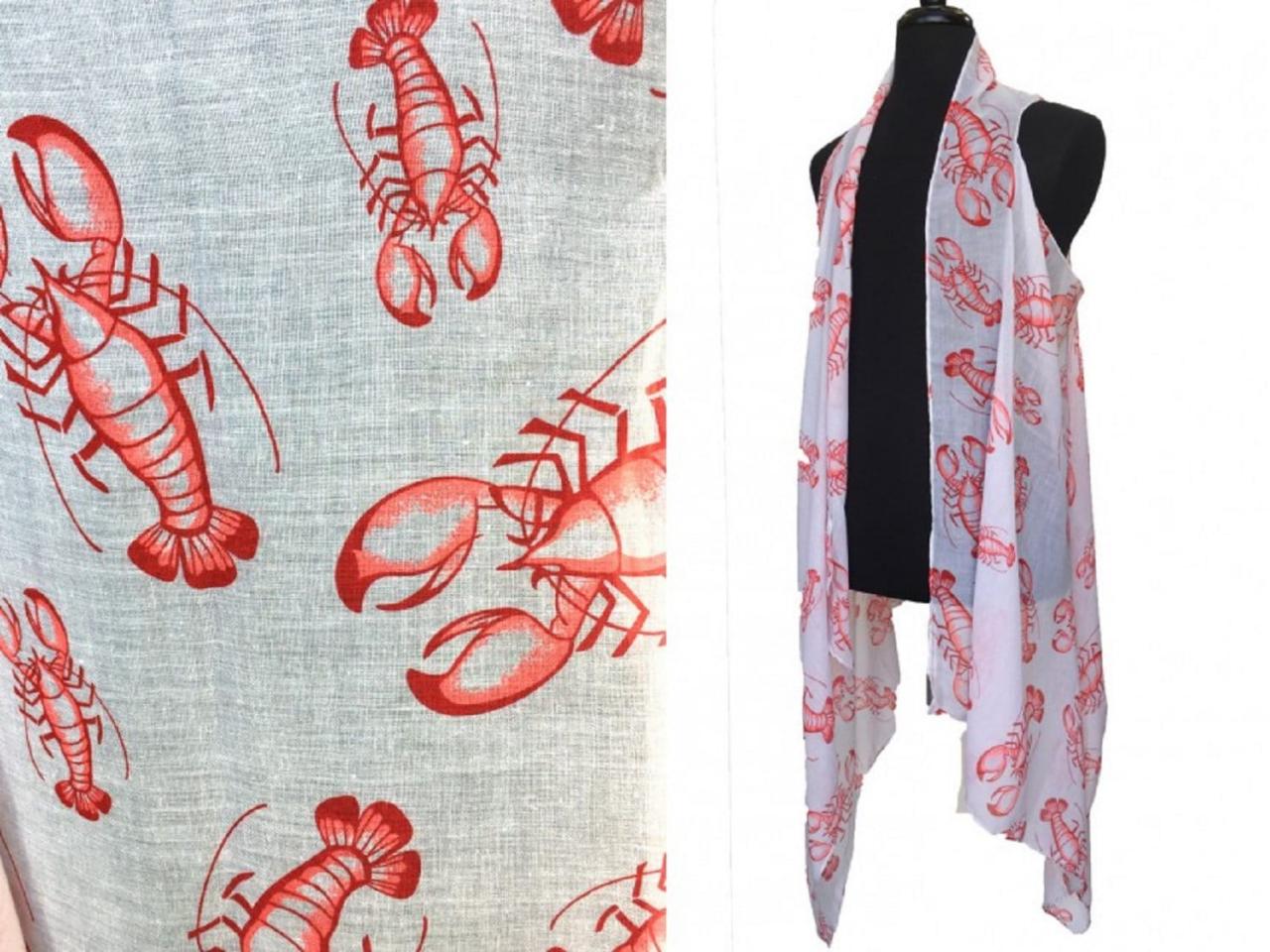 Crawfish Lobster Sleeveless Cardigan, Poncho, Clothing, Top, Swimsuit Orleans Cajun Creole Boil