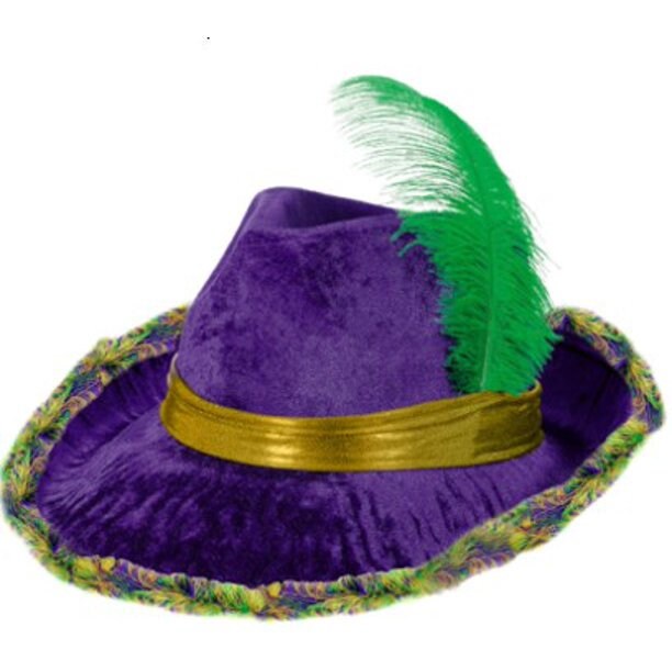 Feather Trim Hat Mardi Gras Mardi Gras Fleur De Lis Hat Costume Parade Orleans Wear