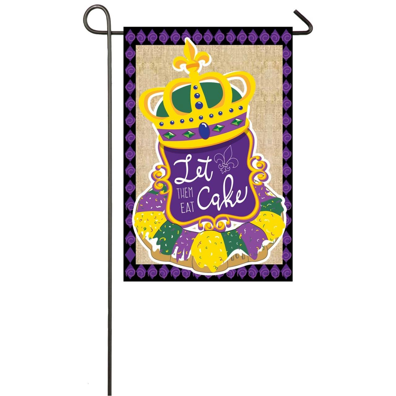 Mardi Gras Orleans Flag King Cake Burlap Garden Flag, 12.5 X 18 Inches