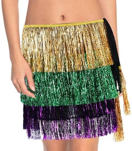 Mardi Gras Sequin Tinsel Wrap Skirt Purple Green Gold Splash Party/ Parade/ Ball