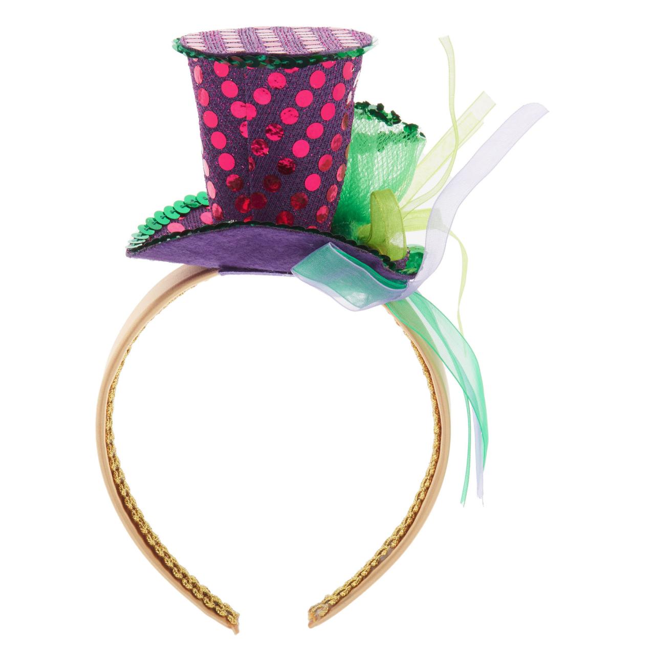 Mardi Gras Sequins Glitter Flower Headband Orleans Bourbon St. Costume Parade Wear Headpiece