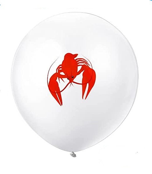 Crawfish Red White Latex(set Of 10!) 12" Printed Balloons Lobster Seafood Boil Party Orleans Cajun Birthday Helium Latex