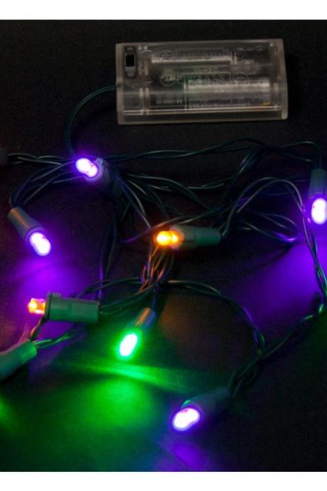 Mardi Gras Led Lights: 10 Lights! Purple Green Gold Ornament Home Collection Decor Fat Tuesday