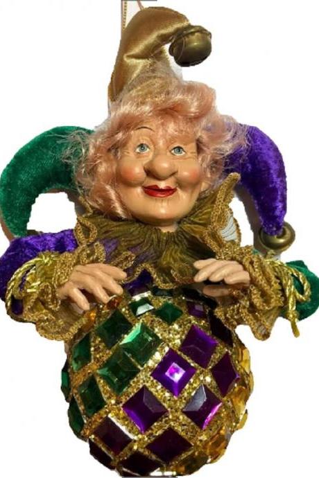 Orleans Huge Jester Huge Double Sided Glitter Christmas Ornament Mardi Gras Bourbon St Orleans Bayou Decorations Style Will Vary