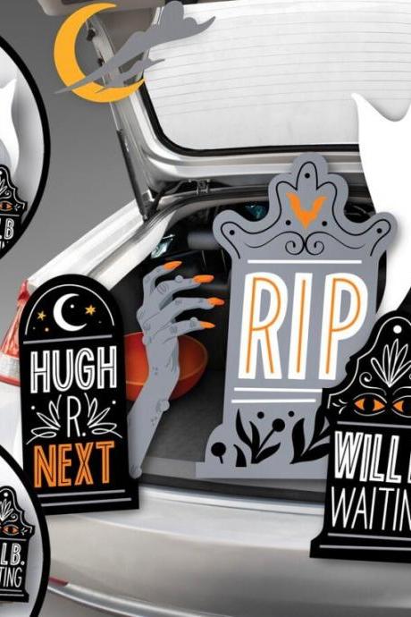 Haunted House Trunk Or Treat Cemetery Ghost Tombstone Witch Décor Decorating Kit Halloween Car Truck
