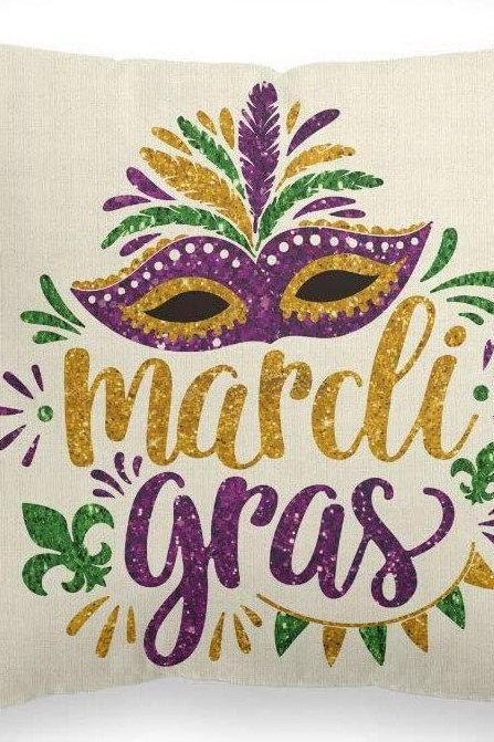 Mardi Gras Pillow Cover &amp;quot;this Girl Needs A Drink&amp;quot; For Home Decorations Beads Fleur De Lis Throw Pillows Decorative Fat