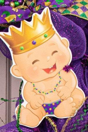 10" Waterproof Mardi Gras King Cake Baby Decorations Decor Wreath