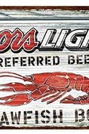Coors Light Beer Red Crawfish Boil Seafood Tin/metal Iron Door Hanger Decor Decoration Party Garage Or Club 12" X 8"
